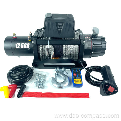 12V 12500lbs synthetic rope electric winch